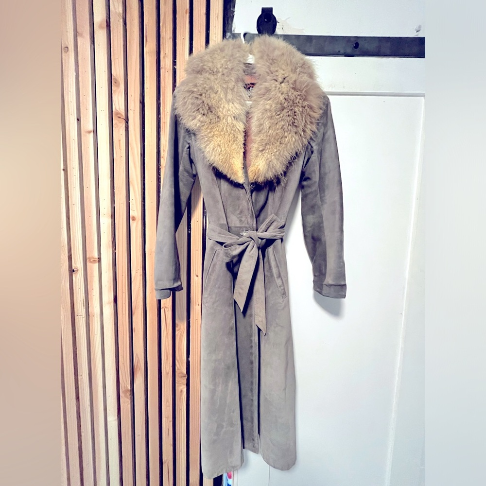 Penny Lane Fur Collar Suede Coat